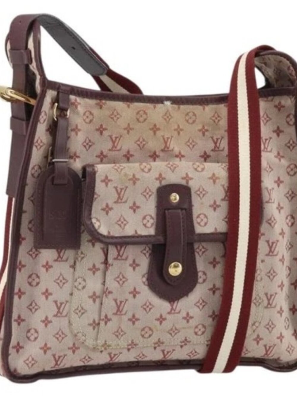 LOUIS VUITTON Monogram Mini Besace Mary Kate Shoulder Bag Red M92321 Auth BA9879